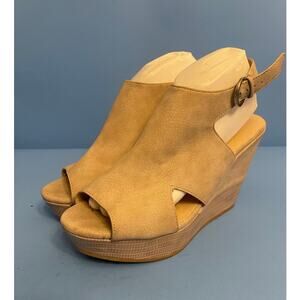 Chinese Laundry Womens Beige Open Toe Wedge Heel Sandals Size 12